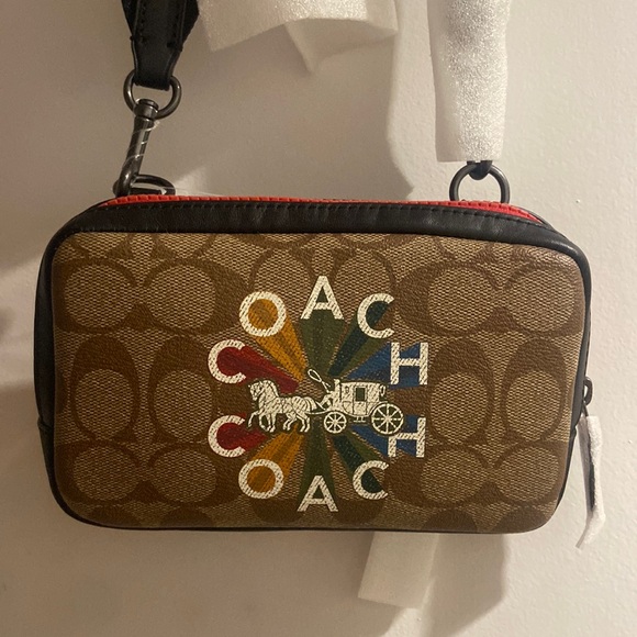 Handbags - Coach Crossbody Bag w/ Black Lining and a Red Zipper.